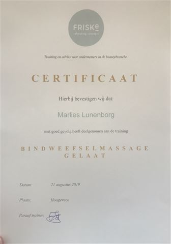 Gecertificeerd bindweefsel massage Skin & Beauty Marlies te Hoogeveen