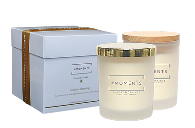 Sunday Mornings Moments geurkaarsen goud en hout Skin & Beauty Marlies Hoogeveen